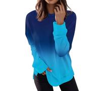 FeiBeauty Oversize Shirt Damen Sweatshirt Oversized Gradient Rundhals Langarm Pullover Ohne Kapuze Casual Locker Basic T Bekleidung Outfit