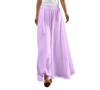 FeiBeauty Shorts Damen Sommer Knielange Hosen Damen Bauch Weg Hose Weitem Bein Baggy Hosenrock Elastische Taille Hose High Waist Pleated Freizeithose Elegant Einfarbig Baumwolle Leinen Hosen
