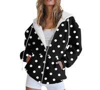 FeiBeauty Sweatshirt Damen Sportbekleidung Für Polka Dot Druck Langarm Kapuzenjacke Mit Taschen Full Zip Hoodies Kapuzenpullover Hoodie Oversize