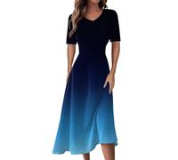 FeiBeauty T-Shirt Kleid Damen Prinzessinenkleid Mädchen Vintage Kleider Sommer Blazerkleid Swing Abendkleid Schwarz Lang Hawaii Outfit