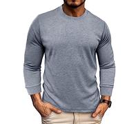 FeiBeauty Weihnachts-Shirt T Shirts Herren Herren Poloshirt Langarm Waffel Herbst Basic T-Shirt Einfarbig Langarm Rundhals Oversized Shirts Tshirt V Ausschnitt Herren (Light Gray, XXL)