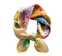 FEIBOON Halstuch aus Maulbeerseide, 53,3 x 53,3 cm, klein, quadratisch, Schal, Haarschal, Bandana für Damen, in Geschenkverpackung, Bunte Blumen - 24, 21in