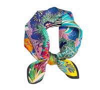 FEIBOON Halstuch aus Maulbeerseide, 53,3 x 53,3 cm, klein, quadratisch, Schal, Haarschal, Bandana für Damen, in Geschenkverpackung, Blaues Grasland + Zebra, 21in