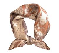 FEIBOON Halstuch aus Maulbeerseide, 53,3 x 53,3 cm, klein, quadratisch, Schal, Haarschal, Bandana für Damen, in Geschenkverpackung, Kaffeefarbene Tintenwäsche, 21in