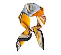 FEIBOON Schal aus 100% reiner Maulbeerseide, quadratisch, 68,6 x 68,6 cm, für Damen, Halstuch, Kopftuch, Haarschal, Bandana, in Geschenkverpackung, Gelb + Pferd, 21in