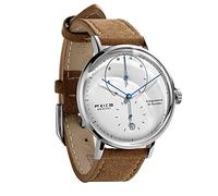 FEICE Bauhaus Herren-Automatikuhr, mechanische Uhren, analog, Lederarmband, lässige Kleideruhren für Männer mit gewölbtem Spiegel - FM202 (Silber), braun, Mechanische, automatische Armbanduhr
