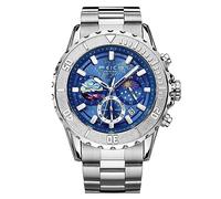 FEICE FK131 Uhren Herren Quarzuhr Multi Zifferblatt 24 Stunden Kalender Business Uhr Freizeituhr Modische Herrenuhren Einzigartig Blau