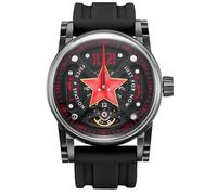 FEICE FM502 Uhren Herren Automatikuhr Skelett Analog Herrenuhr mit Silikonarmband Schwarz aus Edelstahl Ø45 mm