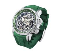 FEICE FM511 Grün Herren Automatische Skelettuhr Luxus Saphirglas Blaues Zifferblatt Leuchtzeiger 5ATM Wasserdicht Sport Armbanduhr mit Silikonband für Männer Casual Mechanische Uhren für Männer