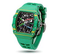 FEICE Herren Automatikuhr Saphirglas Grün Skeleton Mechanische Uhren Fluor Kautschukband Wasserdicht Sport