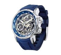FEICE Herren Automatikuhr Skelett Saphirglas mit Blauem Gummiarmband Edelstahlgehäuse 46 mm FM511