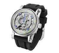 FEICE Skelett Automatik Analog Herrenuhr mit Silikonarmband Schwarz aus Edelstahl Ø44 mm FM501