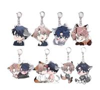 FEIDIAO Sketch Schlüsselanhänger 8er Set BL Manga Rolle Acryl Schlüssel Anhänger Acryl Chibi Figur Schlüsselring Tasche Dekor Zubehör