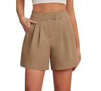 Feiersi Lässige Damen-Shorts, elastische Taille, weites Bein, taillierte Shorts, Sommer, Elegante Arbeitsshorts mit Taschen, 13coffee, Klein