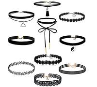 FeiFan 10 Damen Halsband Choker Samt Kropfband Halskette Kette Spitze Vintage Gothic Punk