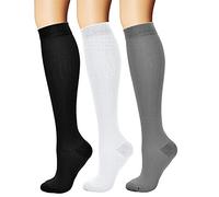 feifanshop 3 Paare Kompressionsstrümpfe Set Trombosestruempfe Kompressionssocken Stützstrümpfe Reisestrümpfe Kniestrümpfe Unisex EU 40-43