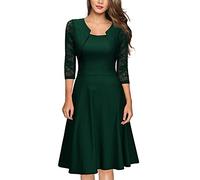 feifanshop Damen Arbeit Kleid Abendkleid Cocktailkleid 3/4 Arm mit Spitzen Ballkleid Party Cocktail Kleid Gr 34-48