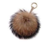 Damen Pom Pom Bommel Anhänger Taschenanhänger Schlüsselanhänger für Handtaschen, Rückspiegel im Auto (Braun)