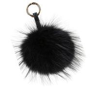 Damen Pom Pom Bommel Anhänger Taschenanhänger Schlüsselanhänger für Handtaschen, Rückspiegel im Auto (Schwarz)