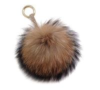 feifanshop Kaninchenfell Anhänger Taschenanhänger Schlüsselanhänger Echtfell Pelz Bommel (braun)