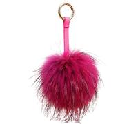 feifanshop Kaninchenfell Anhänger Taschenanhänger Schlüsselanhänger Echtfell Pelz Bommel (Pink)