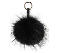feifanshop Kaninchenfell Anhänger Taschenanhänger Schlüsselanhänger Echtfell Pelz Bommel (schwarz)