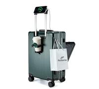 feilario 50,8 cm Aluminiumrahmen, PC-Hartschalen-Spinner-Räder, Gepäck, integriertes TSA-Schloss, Handgepäck, mit Getränkehalter, USB-Anschluss, Handyhalterung