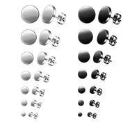 Feilok 14 Paar Edelstahl Herren Ohrstecker Creolen Tunnel Ohrringe für Damen Fakeplug Fake Plug Ohrringe Pierced Earrings 3 4 5 6 8 10 12mm Schwarz Silber Stud Earrings Set