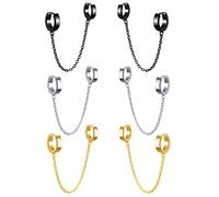 feilok 3 paar Edelstahl Damen Herren Creolen Ohrringe Herren Ohrschmuck Ohrringe Männer Creolen Ring Ohrstecker Rund mit Kette Set