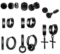 Feilok 8 Paare Edelstahl Männer Ohrstecker Set Ohrringe für Damen Herren Creolen Huggie Piercing Knorpel Fake Plugs Hoop tragus Ohrhänger Kreuz