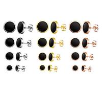 Feilok Edelstahl 12 Paar Herren Ohrstecker Creolen Tunnel Ohrringe für Damen Fakeplug Fake Plug Ohrringe Pierced Earrings 6 8 10 12mm Stud Earrings Set