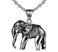 Feilok Edelstahl Anhänger Silber Elefant Glückliches Symbol Halskette Halsanhänger für Herren