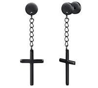 feilok Edelstahl Herren Ohrstecker Damen Ohrringe für Männer Huggie Piercing Knorpel mit Anhänger Kreuz Creolen mit Anhänger