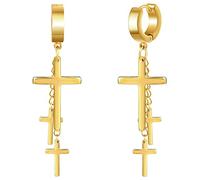 feilok Herren Ohrstecker Gold Edelstahl Creolen Ohrringe für Damen Herren Kreuz Ohrhänger Allergiefrei Ohrstecker Stecker Ohrschmuck