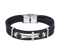 Feilok Kreuz Armband für Herren Leder Armband Geflochtenes Armreif Wickelarmband Lederarmband für Männer Armband Männer Edelstahl Armband