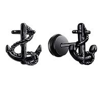 Feilok Ohrstecker mit ANKERN Marine Edelstahl Damen & Herren Ohrringe - glänzende Ohrstecker Ohrschmuck in Silber zum Stecken auch für Kinder schwarz