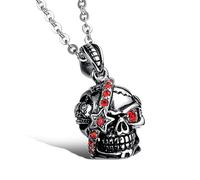 Feilok Punk Style Goethisch, Rockstar, Biker Cerebral Skull/Skelett Edelstahl Charm Halskette/Anhänger/Kette für Herren,Silbern