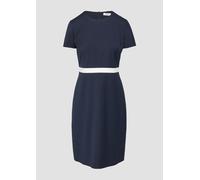 Fein gepunktetes Etuikleid mit Kontrast-Detail 46 blau