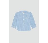 Fein gestreiftes Baumwollhemd in Leinen-Optik 74 blau 2161518.55N1.74