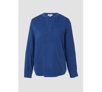 Langarmbluse S.OLIVER, Damen, Gr. 36, dusty indigo, Web, Obermaterial: 68% Baumwolle, 32% Viskose, unifarben, regular fit normal, Rundhals, Aufschlag, Blusen, mit Turn-Up (48565634-36) dusty indigo