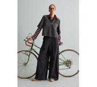 Kurzarmbluse MARC O'POLO DENIM "aus Organic Cotton", Damen, Gr. S, grau (light graphite), Obermaterial: 100% Baumwolle, unifarben, regular fit bauchfrei, normaler Saum, Blusen (71843420-S) light graph