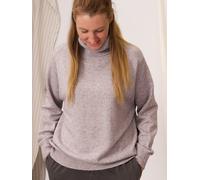 Feiner Rollkragenpullover mit Viskose graublau/rosa meliert