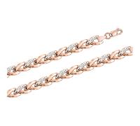 Feines Collier oder als Armband aus 585er Rotgold, Bicolor, Breite ca. 6 mm, Gewicht in 45 cm ca. 15,2 g. 19 cm
