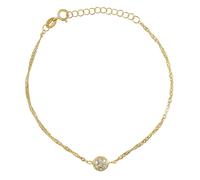 Feines Goldarmband Singapur verziert mit Halbkugel mit Brilliance Zirconia - Y (1,4 mm)