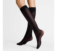 Feinkniestrümpfe HUDSON "Kniestrumpf Earthy Reptile", Damen, Gr. 35-38, schwarz (schwarz 0005), Obermaterial: 88% Polyamid PA. 12% Elasthan EL., Socken (98975900-35) schwarz 0005