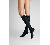 Kniestrümpfe HUDSON "SIMPLY 40 2-PACK", Damen, Gr. 35-38, marine, Baumwollmischung, normal, Socken Kniestrümpfe, Semi-blickdicht und matt (41903033-35) marine