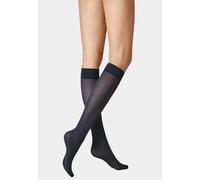 Feinkniestrümpfe KUNERT "Kniestrumpf Velvet 40", Damen, Gr. 39-42, schwarz (marine 0880), Obermaterial: 89% Polyamid PA. 11% Elasthan EL., Socken (65152735-39) marine 0880