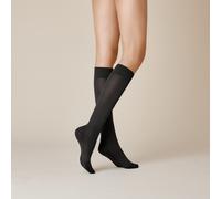 Feinkniestrümpfe KUNERT "WARM UP 60", Damen, Gr. 39-42, schwarz, Obermaterial: 84% Polyamid, 9% Baumwolle, 4% Elasthan, 3% Polyacryl, Socken, wärmende Kniestrümpfe mit WARM-FIBER (65715640-39) schwarz