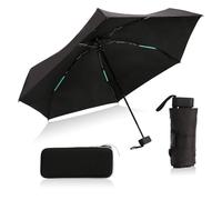 FeinKulturia Mini Reise Regenschirm 24 Rippen Taschenschirm Leicht Klein 190T Doppelte Knochenverstärkung UPF 50+ Ergonomischer Kompakter Klappschirm Geeignet für Pendler Jungen und Mädchen Schwarz