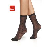 Feinsöckchen LASCANA "Transparente Nylon Socken, Damen Feinstrümpfe, für Alltag und Büro", Damen, Gr. - (35/42), schwarz (3x schwarz), Elasthan, Polyamid, transparent, elastisch, Socken, transparent u